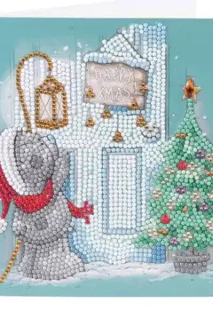 Carta con ricamo a diamante - Buon Natale - Crystal Art D.I.Y Di Tendenza