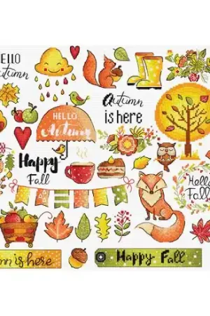 Esclusivo kit ricamo a punto croce - Campioni d'autunno - Letistitch