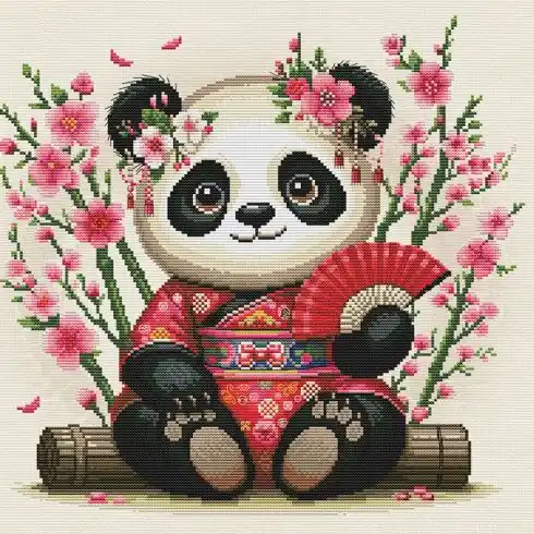 kit ricamo a punto croce - piccolo panda - Nova Sloboda Promozione