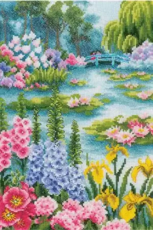 kit ricamo a punto croce - Vicino allo stagno delle ninfee - Etamine - Lanarte Ordina Subito