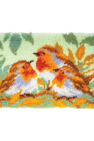 Occasione Imperdibile Kit tappeto a punto smirne - 3 pettirossi - Vervaco