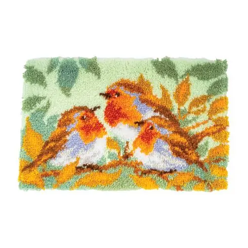 Occasione Imperdibile Kit tappeto a punto smirne - 3 pettirossi - Vervaco