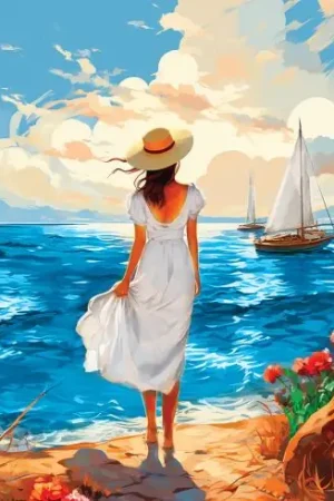 Più Venduto Kit ricamo diamante su telaio - Sulla riva del mare - Art City