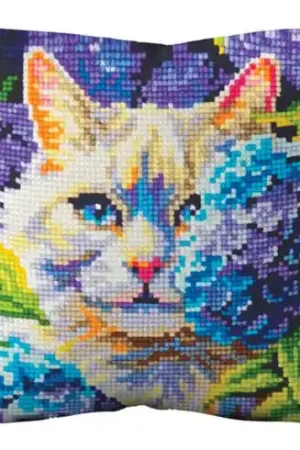 Offerta Limitata Kit cuscino fori grossi - Gatto tra le ortensie - Collection d'Art