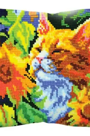 Prezzo Ridotto Kit cuscino fori grossi - Gatto tra i girasoli - Collection d'Art