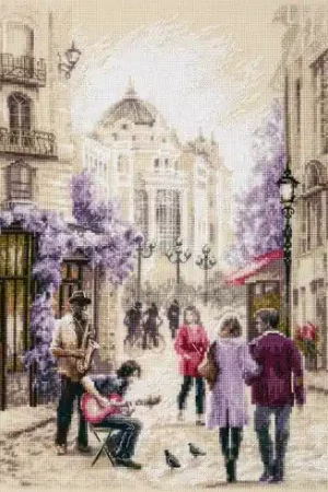 kit ricamo a punto croce - Musicisti di strada - Magic Needle Prezzo Ridotto