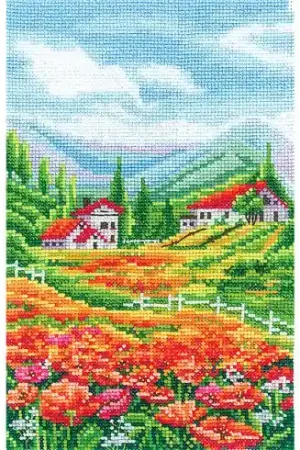 kit ricamo a punto croce - Paesaggio di papaveri - Andriana Non Perdere