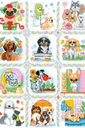 Compra Adesso kit ricamo a punto croce - Calendario per cani - Riolis