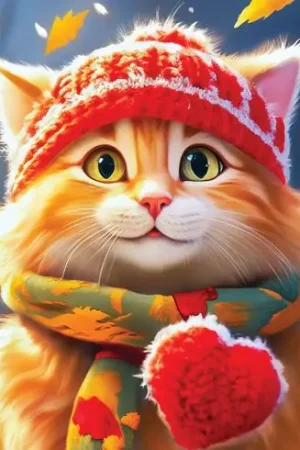 Kit ricamo diamante - Gatto d'autunno - Wizardi Ultime Pezzi