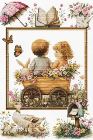 kit ricamo a punto croce - Avventure per i più piccoli - Luca-S Consegna Rapida