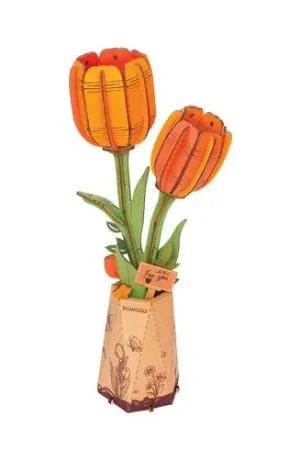 Puzzle in legno 3D - Tulipani arancioni - ROWOOD Offerta Del Giorno