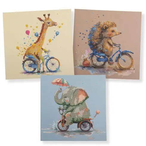 Ultime Pezzi Carta con ricamo a diamante - Confezione di animali per bambini - Crystal Art D.I.Y