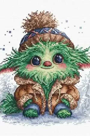 kit ricamo a punto croce - Piccolo mostro verde - Ava Offerta Speciale