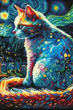 Offerta Speciale Kit ricamo diamante - Gatto notturno - Diamond Dotz