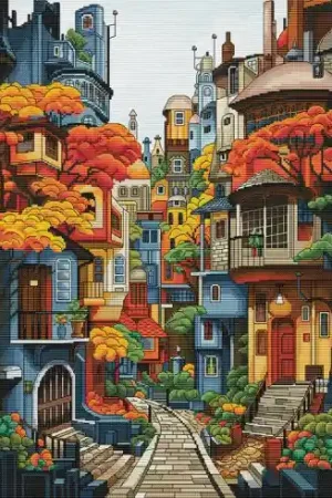 Più Venduto kit ricamo a punto croce - Città d'autunno - Nova Sloboda