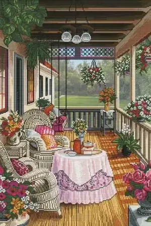 Must-Have kit ricamo a punto croce - Veranda accogliente - Nova Sloboda