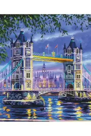 kit ricamo a punto croce - Il Tower Bridge di notte - Nova Sloboda Reso Gratuito