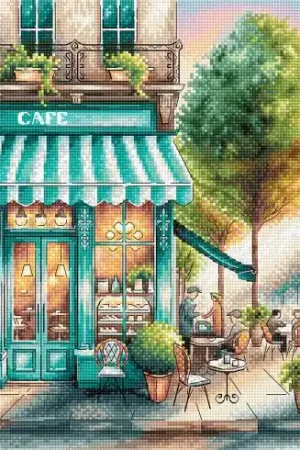 kit ricamo a punto croce - Un caffè in città - Ava Saldi