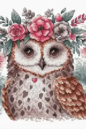 kit ricamo a punto croce - Il gufo e la sua corona - Ava Prezzo Scontato