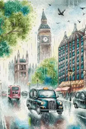 Prezzo Ridotto kit ricamo a punto croce - Cuscino da ricamare Londra - Ava