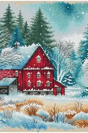 kit ricamo a punto croce - La capanna rossa - Ava Compra Adesso