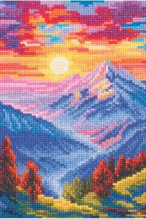 Ultime Pezzi kit ricamo a punto croce - Tramonto in montagna - RTO