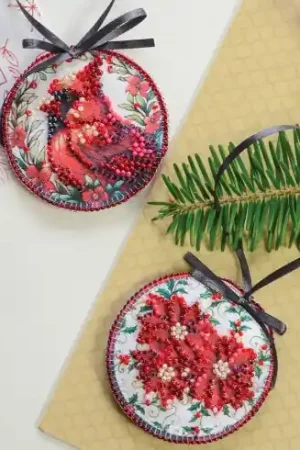 Subito Disponibile Kit di ricamo con perline - Cardinale rosso - Abris Art