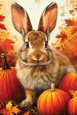 Kit ricamo diamante su telaio - Coniglio tra le zucche - Art City Subito Disponibile