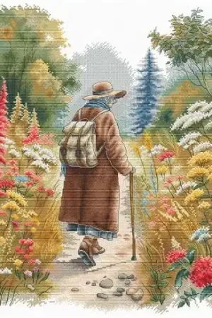 kit ricamo a punto croce - Sentiero dei fiori - Ava Compra Adesso