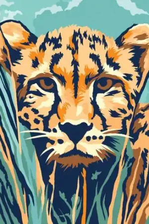 Bestseller Kit di pittura per numero - Leopardo a caccia - Wizardi