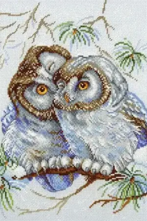 kit ricamo a punto croce - coppia di gufi - MP Studia Spedizione Gratuita