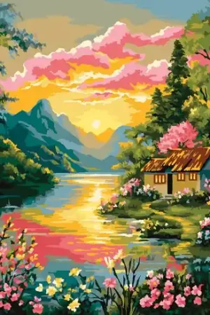 Novità Kit di pittura per numero - Paesaggio al tramonto - Wizardi