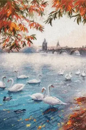 A Buon Prezzo kit ricamo a punto croce - L'argine del fiume in autunno - Oven