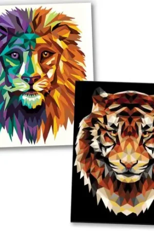 Kit di pittura per numero - Felini origami - Wizardi Offerta Limitata