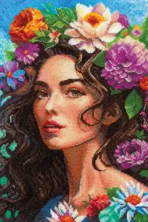 kit ricamo a punto croce - Musa floreale - Riolis Spedizione Espresso