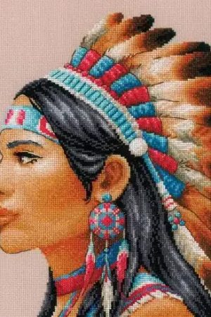 kit ricamo a punto croce - Donna della tribù indiana - Riolis Bestseller