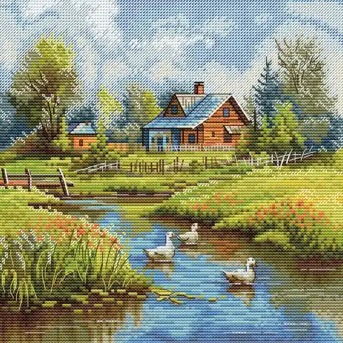 kit ricamo a punto croce - Estate in paese - Hobby Jobby Subito Disponibile