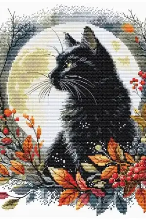 kit ricamo a punto croce - La notte del gatto - Hobby Jobby Spedito Oggi