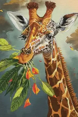 kit ricamo a punto croce - Cuscino da ricamare giraffa - Nova Sloboda Prezzo Scontato