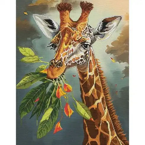 kit ricamo a punto croce - Cuscino da ricamare giraffa - Nova Sloboda Prezzo Scontato