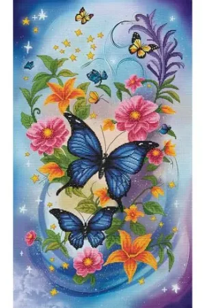 kit ricamo a punto croce - Farfalle di zaffiro - Nova Sloboda Solo Oggi