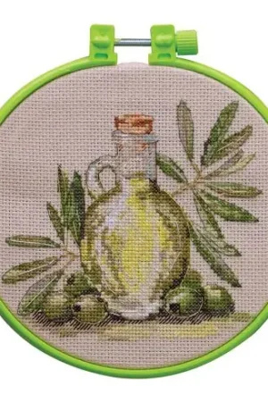 Kit per ricamo a punto croce con tamburo - Aromi di oliva - Abris Art Di Tendenza