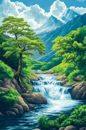 Kit ricamo diamante su telaio - Cascata d'acqua - Art City Solo Oggi