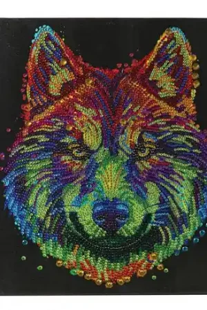 Sconto Kit ricamo diamante su telaio - Lupo colorato - Crystal Art D.I.Y