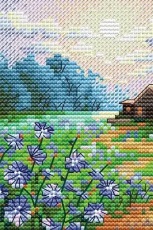 Ultimissimo Modello kit ricamo a punto croce - Paesaggio fiorito - MP Studia