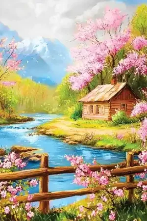 Kit ricamo diamante su telaio - Cuscino da ricamare Chalet  - Art City Sconto