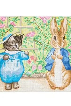 Economico Kit ricamo diamante su telaio - Pierre Lapin e il gattino Tom - Crystal Art D.I.Y