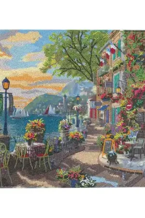 Prezzo Conveniente Kit ricamo diamante su telaio - Caffè della riviera francese - Crystal Art D.I.Y