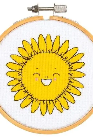 Kit per ricamo a punto croce con tamburo - Girasole - Vervaco Prezzo Ridotto