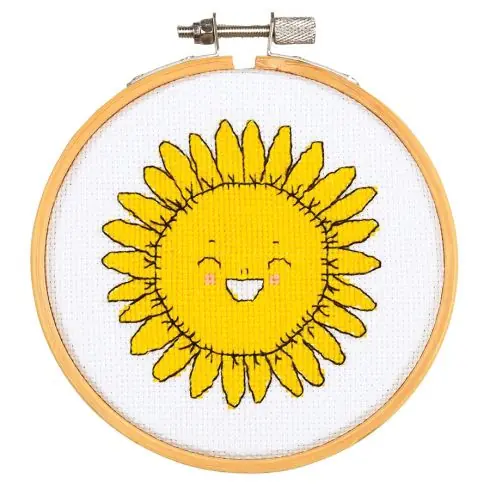 Kit per ricamo a punto croce con tamburo - Girasole - Vervaco Prezzo Ridotto